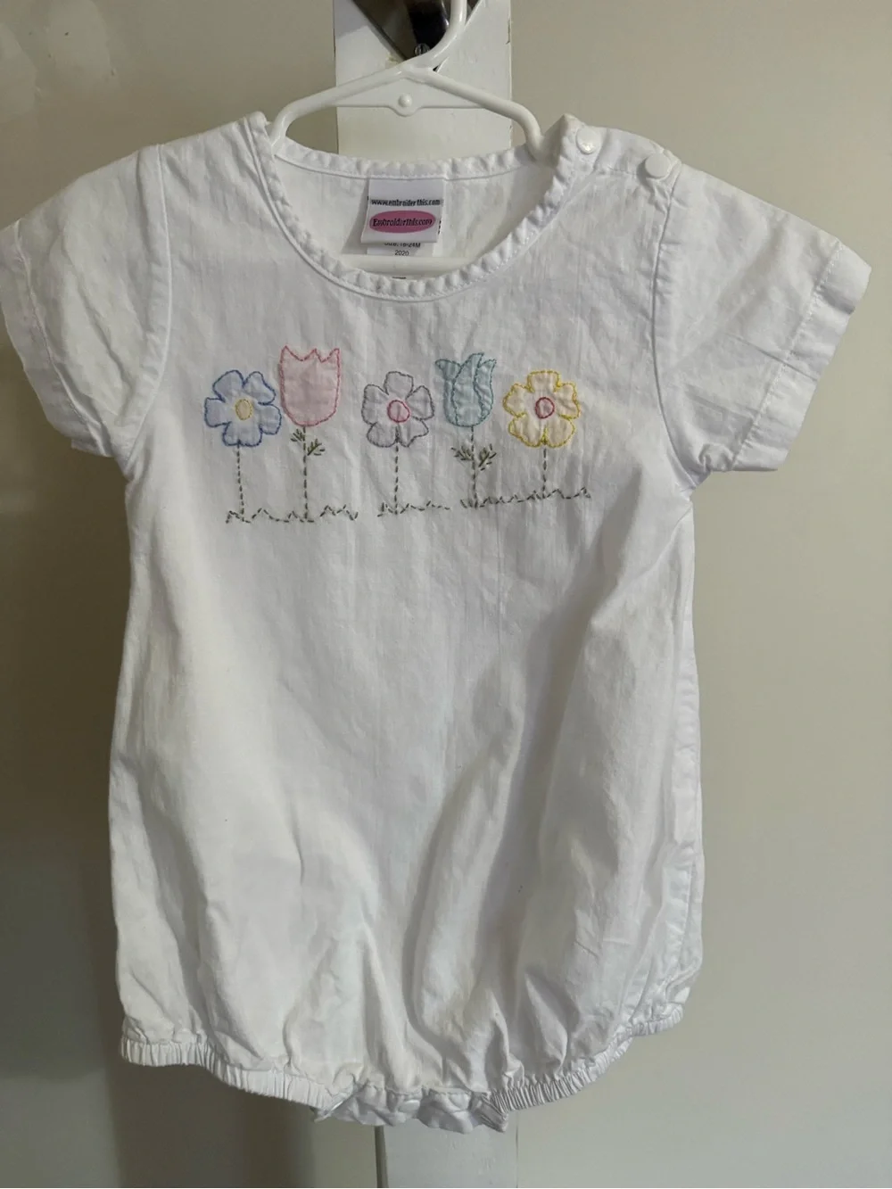 Embroidered Flower Romper